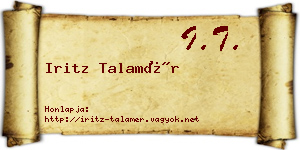 Iritz Talamér névjegykártya